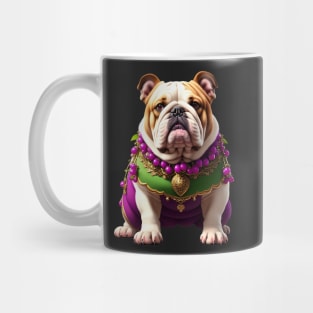 Adorable and Funny Bulldog in Purple Grape Costume Mug